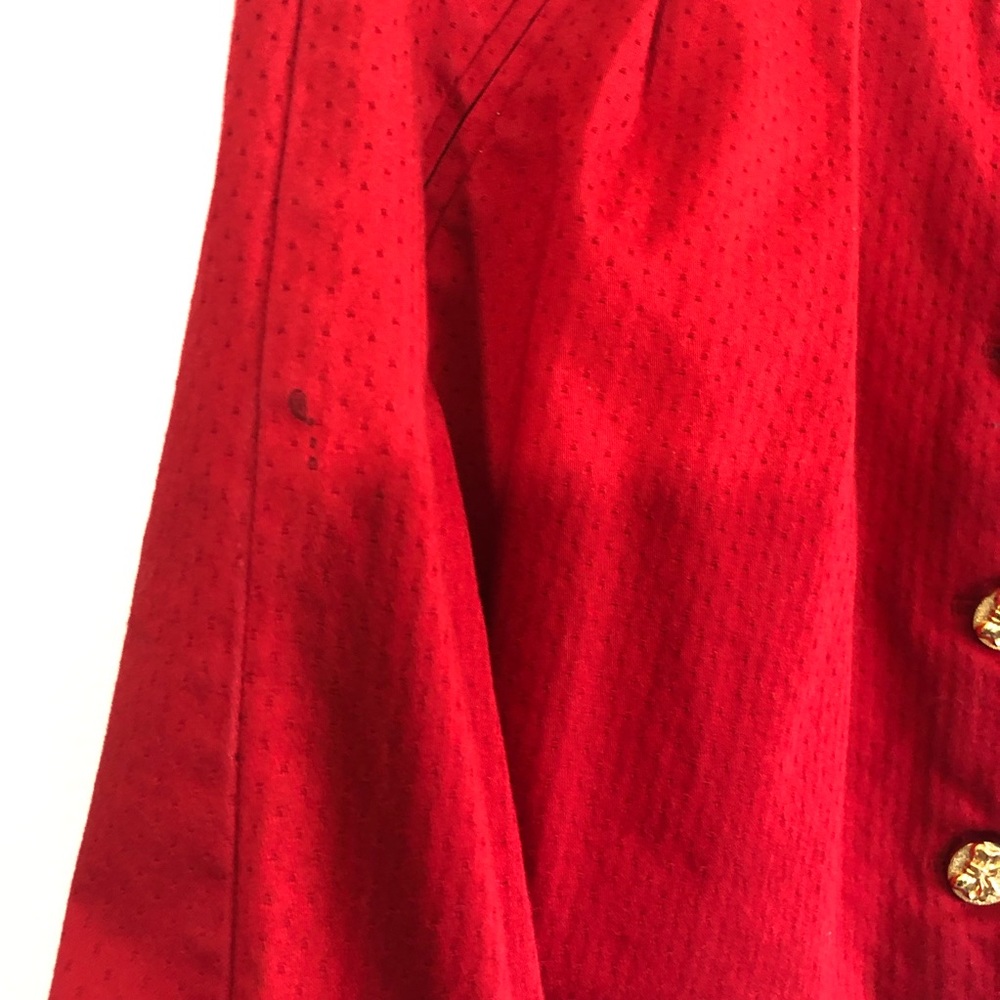 TopShop Red bow button down mini skirt crochet hem - Picture 5 of 8
